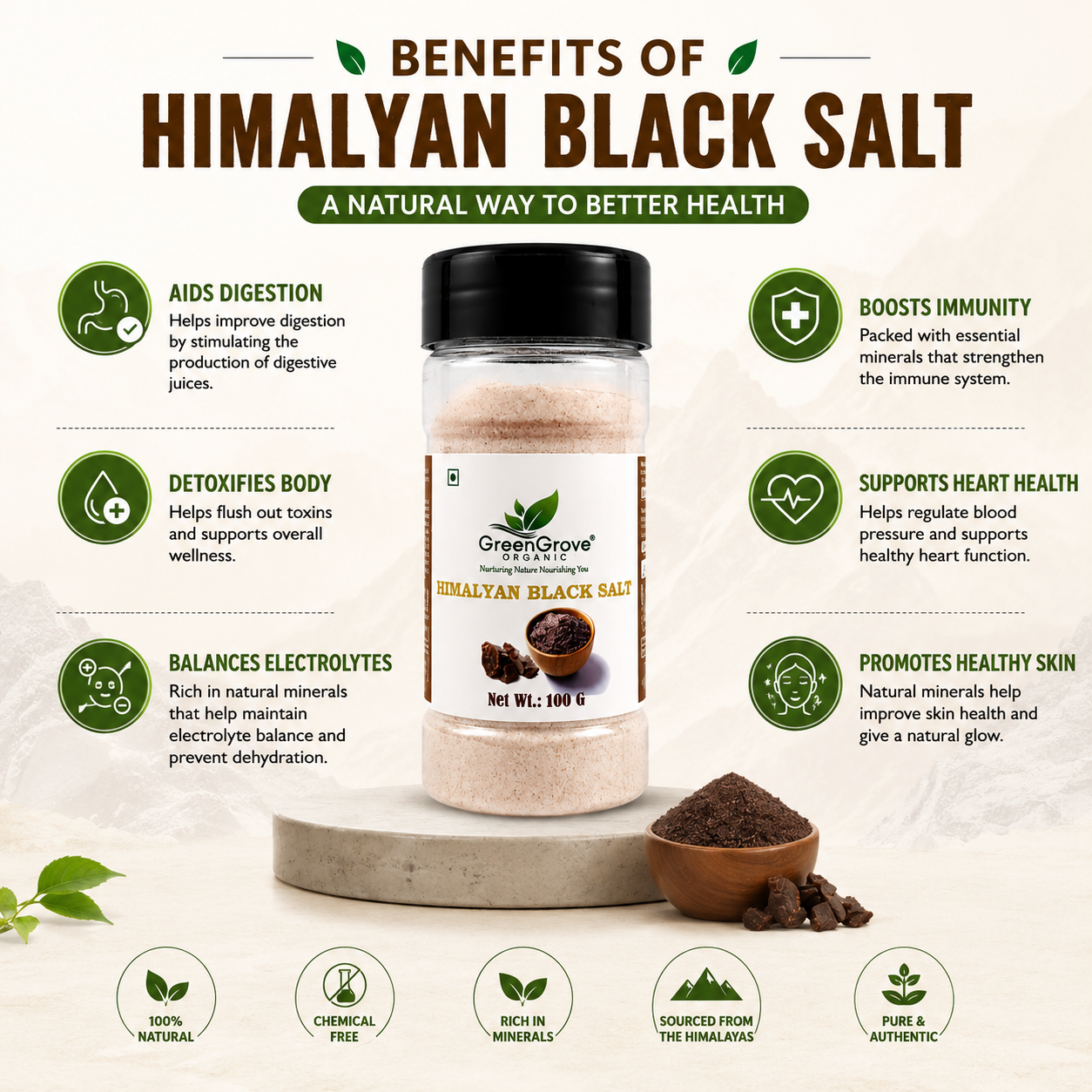 GreenGrove Himalayan Black Salt 100g