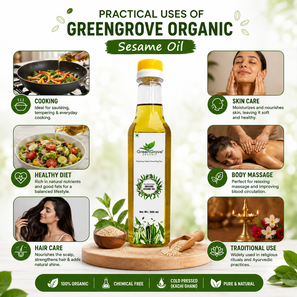 GreenGrove Organic Sesame Oil 500 ml