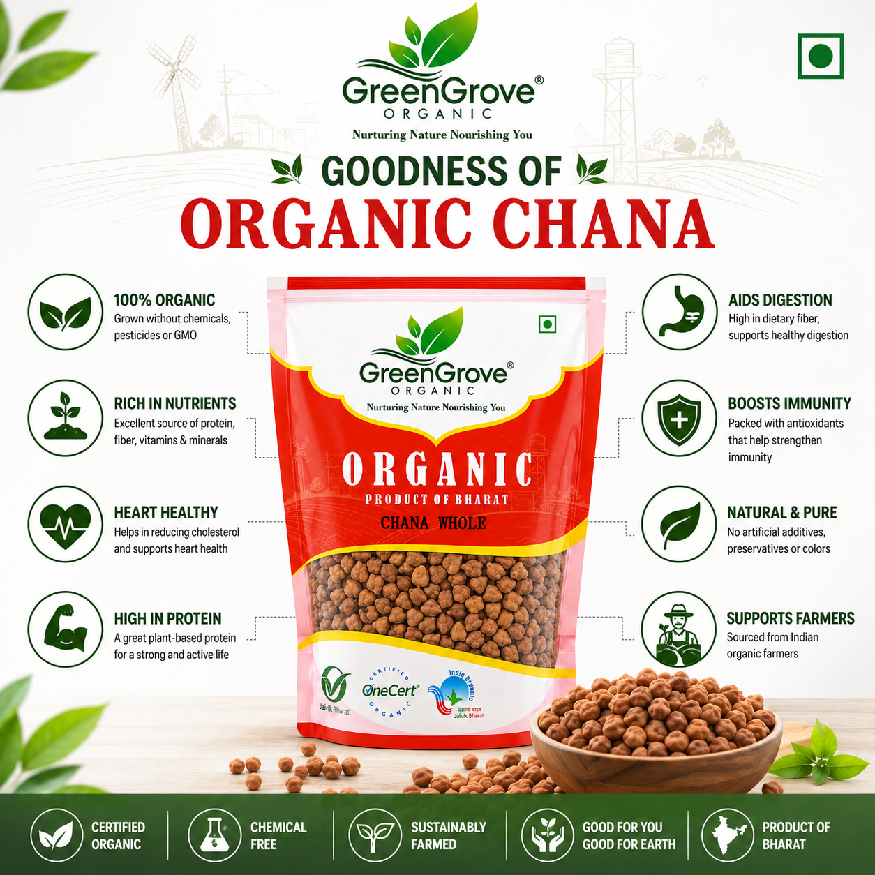 GreenGrove Organic Chana Whole