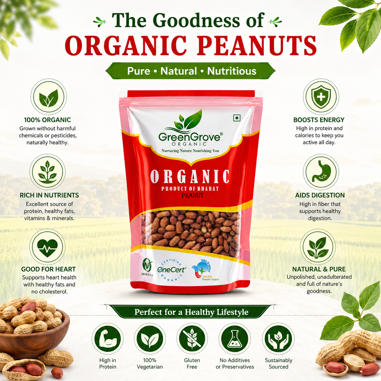 GreenGrove Organic Peanut 500 gm