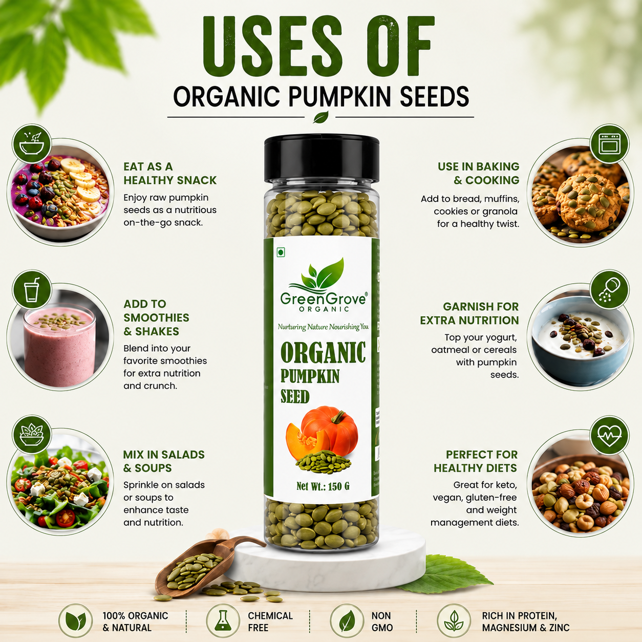 GreenGrove Organic Pumpkin Seeds 150 g