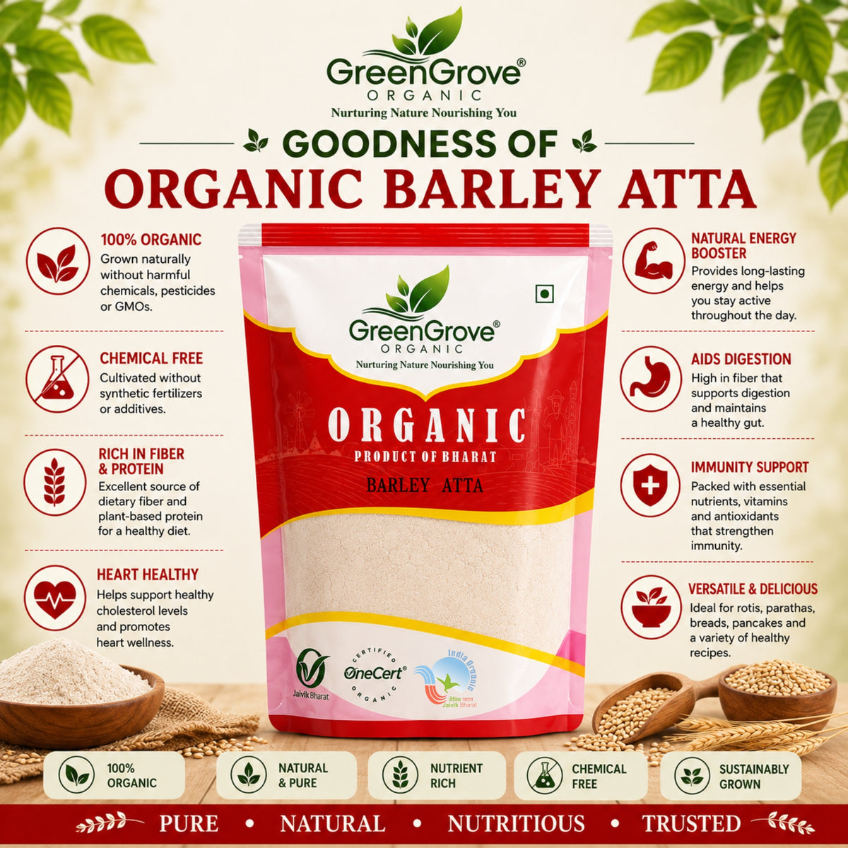 GreenGrove Organic Barley Atta