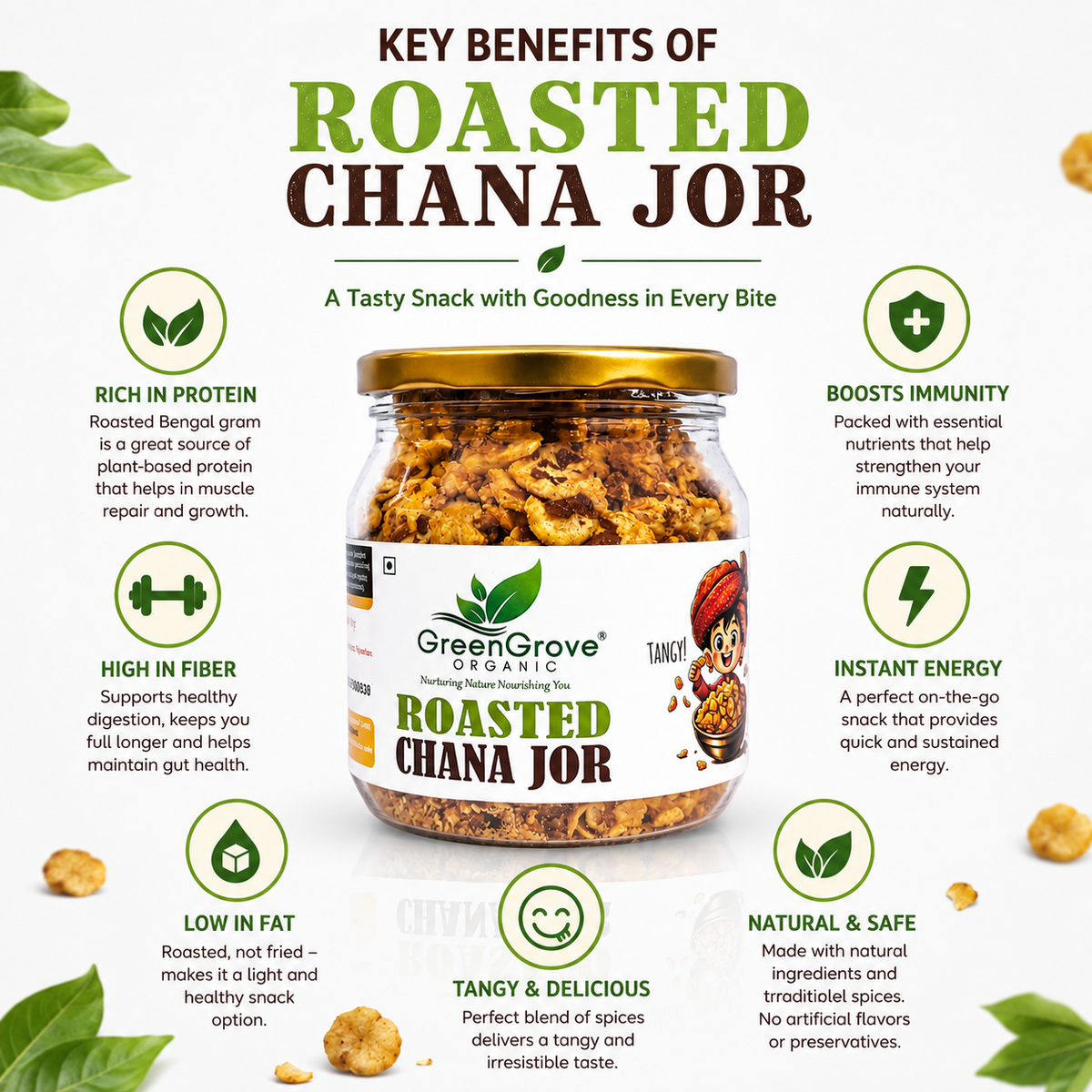 GreenGrove Organic Roasted Chana Jor Garam 200 g