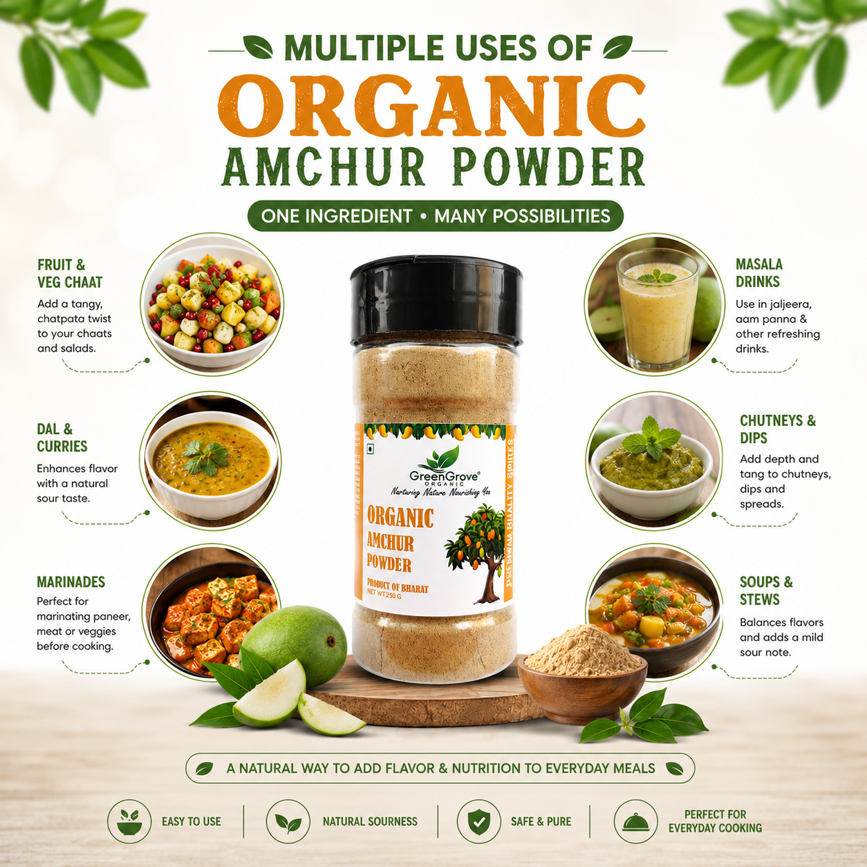 GreenGrove Organic Aamchur Powder 250 g
