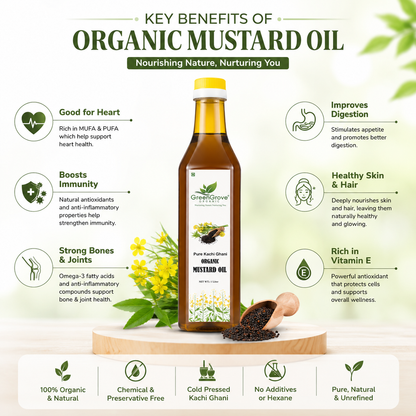 GreenGrove Organic Black Mustard Oil 1 Ltr