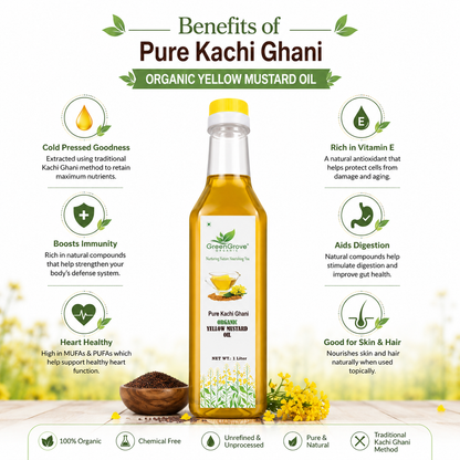GreenGrove Organic Yellow Mustard Oil 1 Ltr