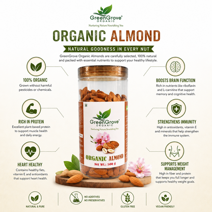 GreenGrove Organic Almond 500 gm
