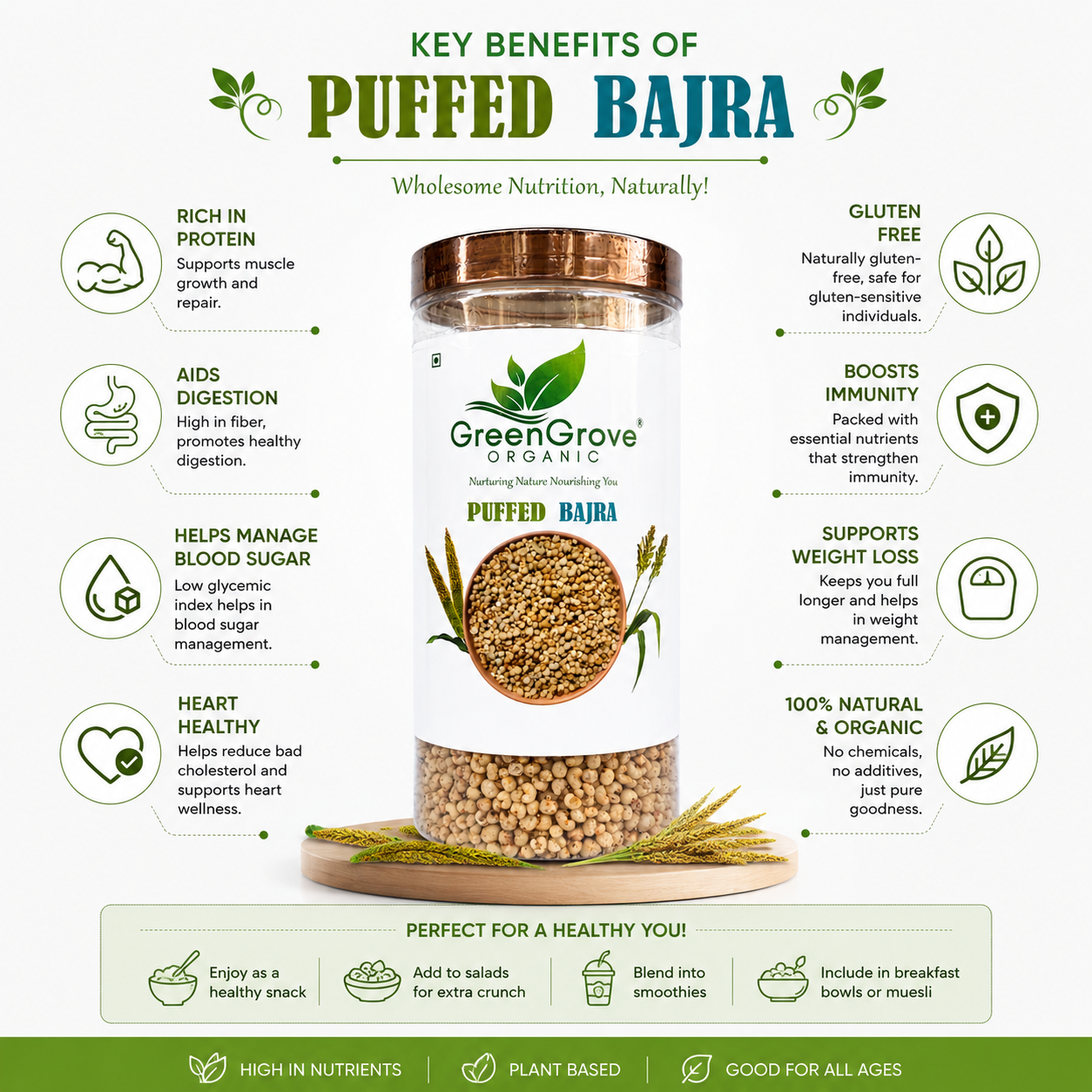 GreenGrove Organic Puffed Bajra 100 g