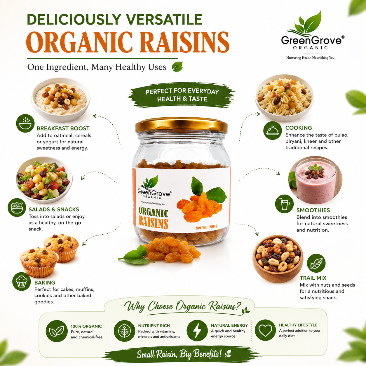 GreenGrove Organic Raisins 250 gm