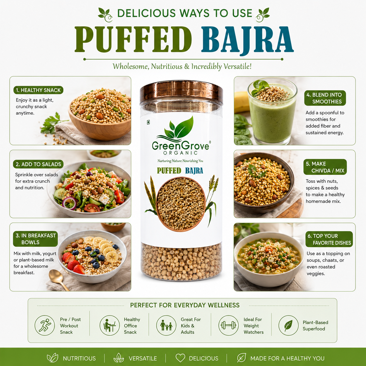 GreenGrove Organic Puffed Bajra 100 g