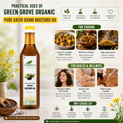 GreenGrove Organic Black Mustard Oil 1 Ltr
