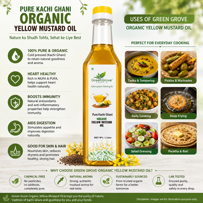 GreenGrove Organic Yellow Mustard Oil 1 Ltr
