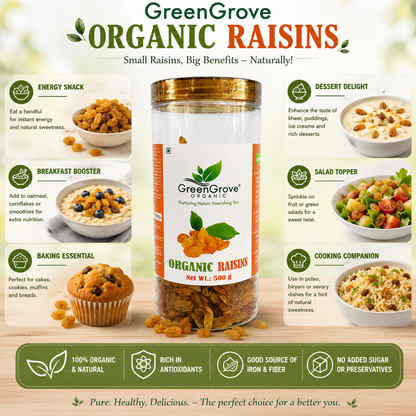 GreenGrove Organic Raisins 500 gm