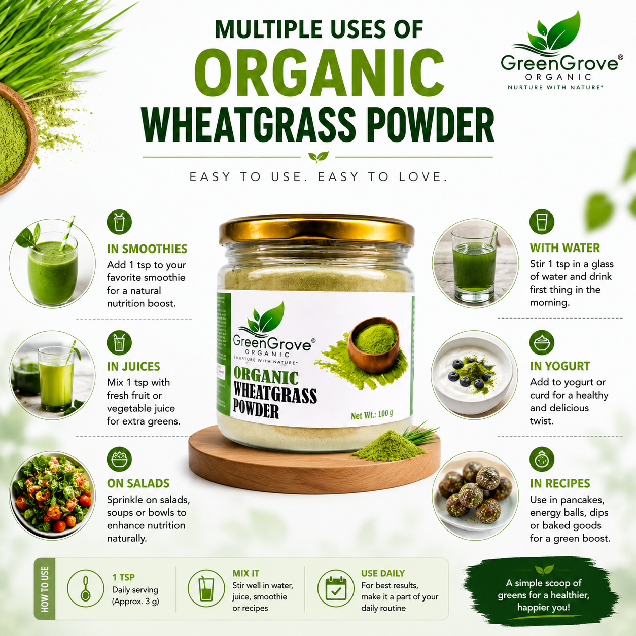 GreenGrove Organic Wheatgrass powder 150 gm