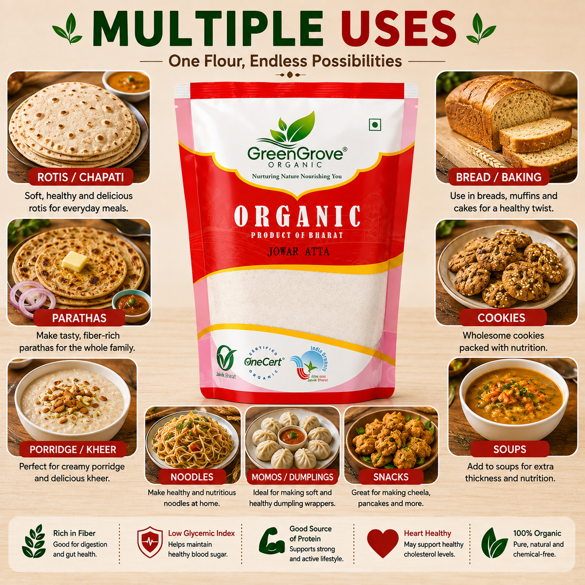 GreenGrove Organic Jowar Atta