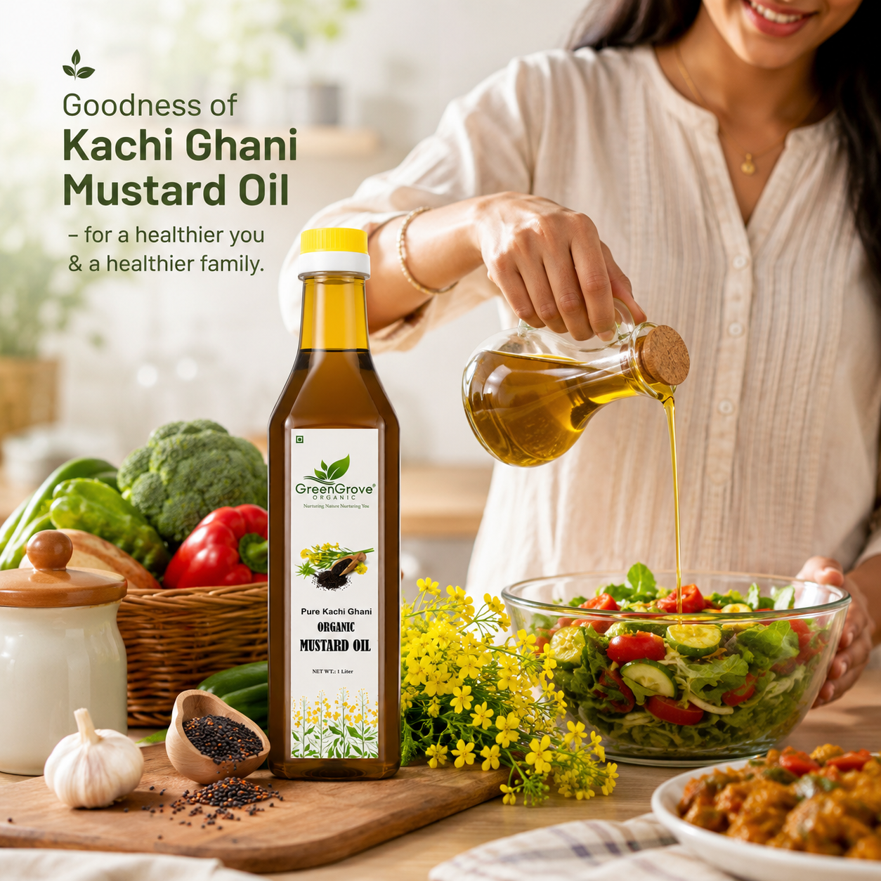 GreenGrove Organic Black Mustard Oil 1 Ltr