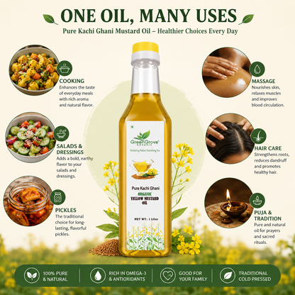 GreenGrove Organic Yellow Mustard Oil 1 Ltr