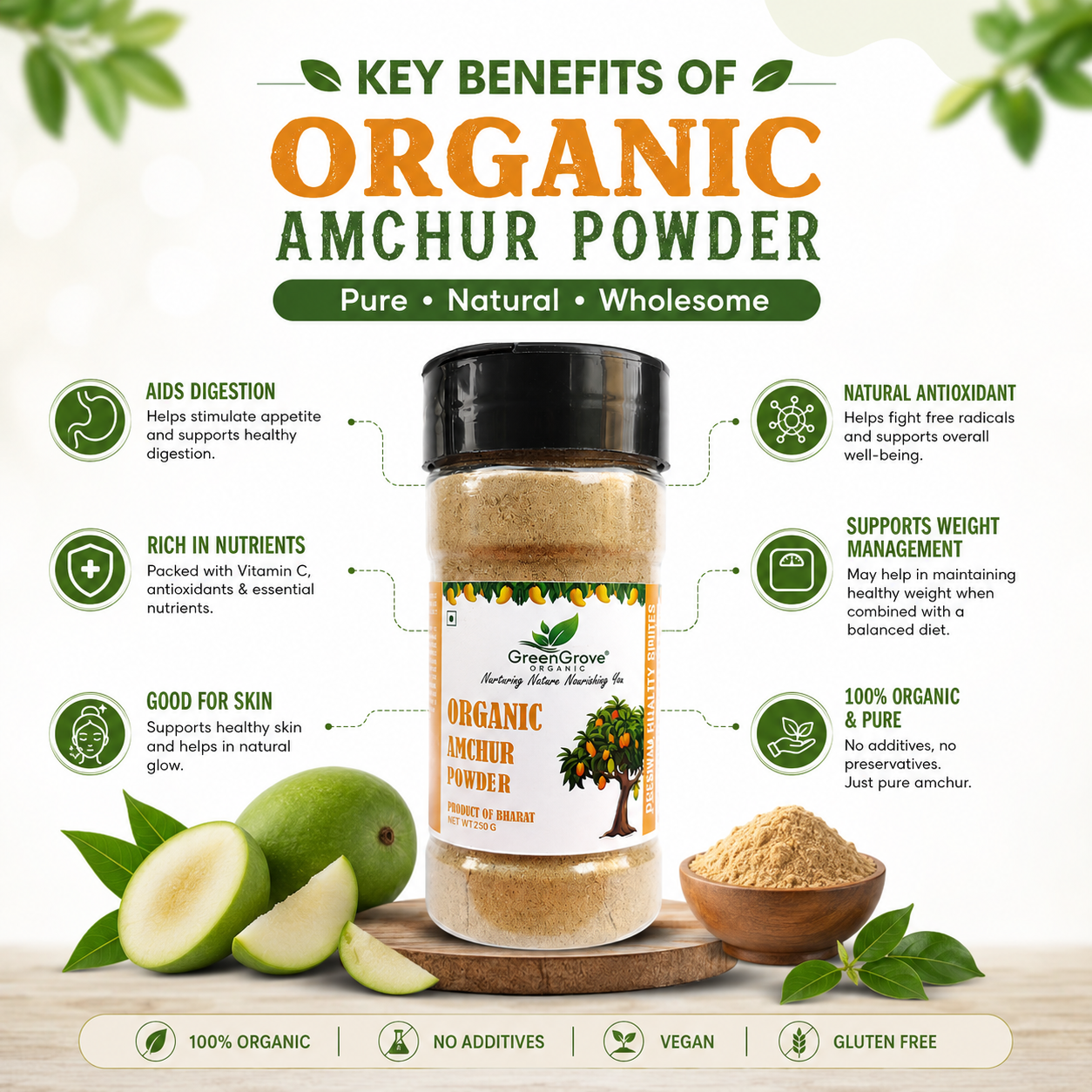 GreenGrove Organic Aamchur Powder 250 g