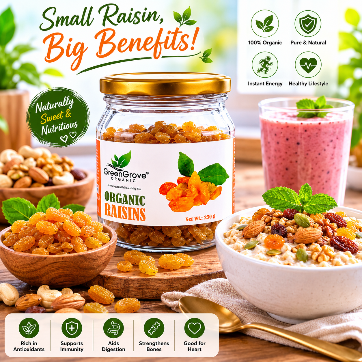 GreenGrove Organic Raisins 250 gm
