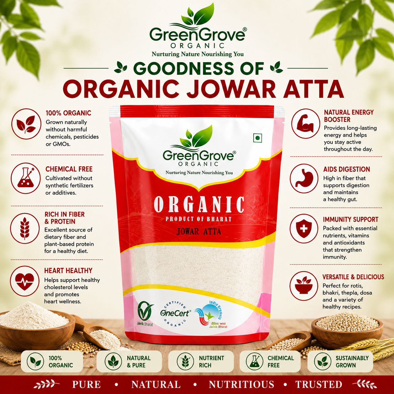 GreenGrove Organic Jowar Atta