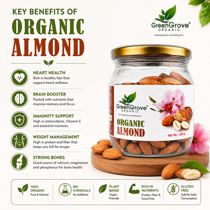 GreenGrove Organic Almond 250 gm