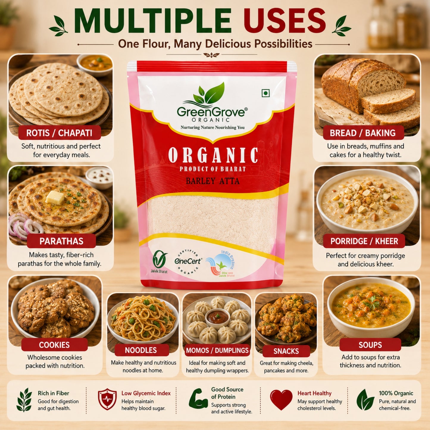 GreenGrove Organic Barley Atta