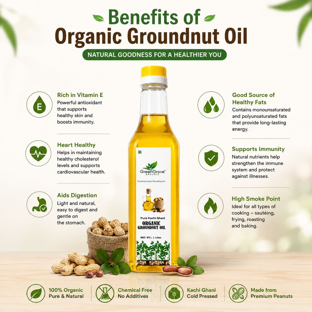 GreenGrove Organic Groundnut Oil 1 ltr