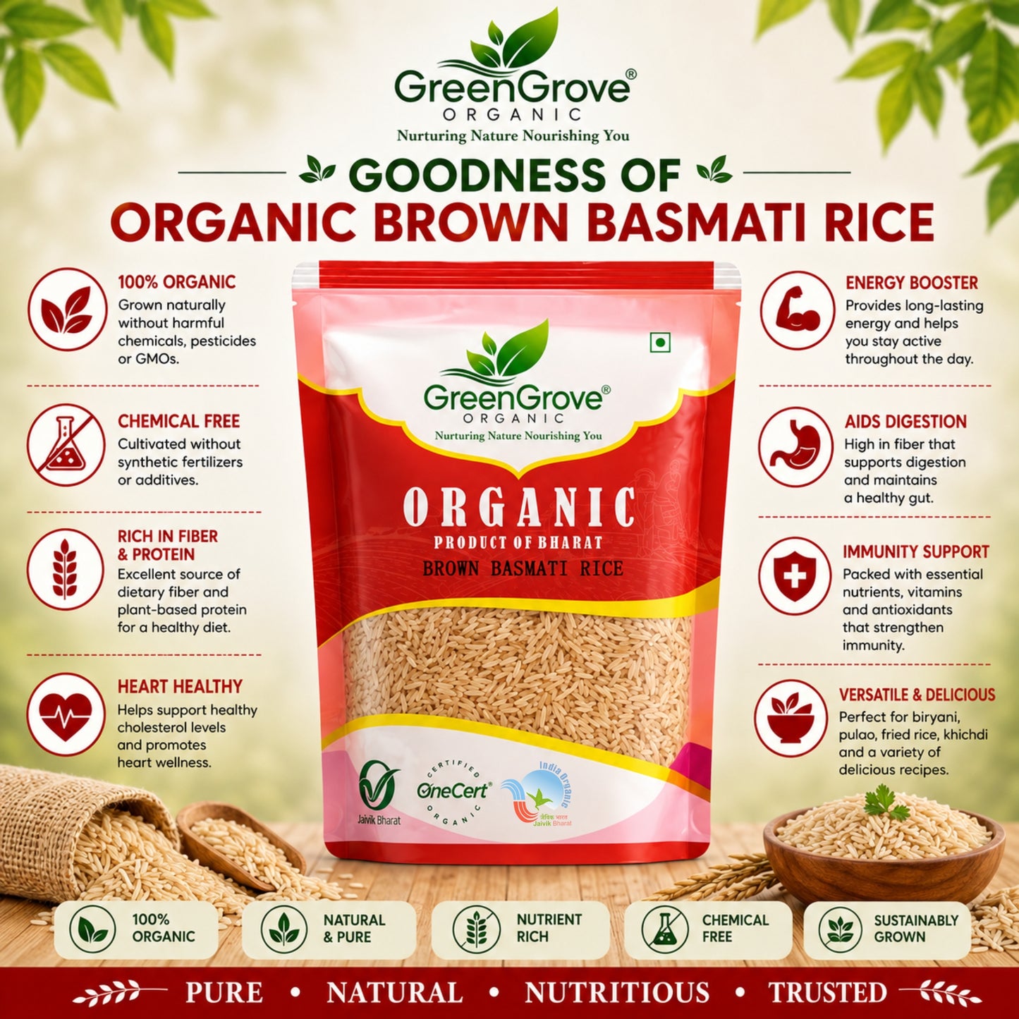 GreenGrove Organic Brown Basmati Rice