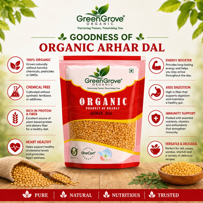 GreenGrove Organic Arhar Dal - Premium Blend of Lentils