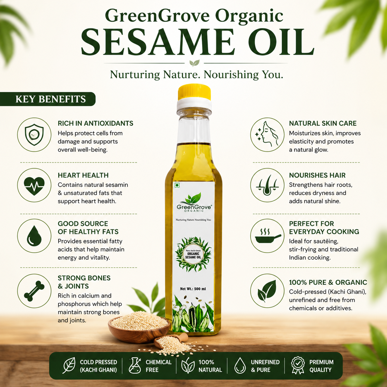 GreenGrove Organic Sesame Oil 500 ml