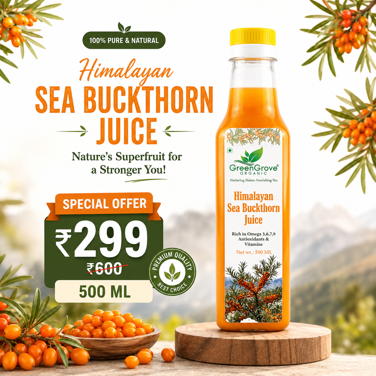 GreenGrove Organic Himalayan Sea Buckthorn Juice