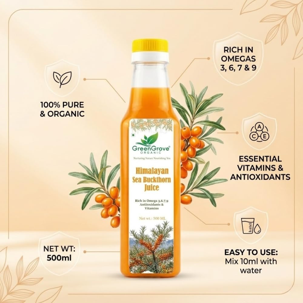Himalayan Sea Buckthorn Juice Pack of 3 | 1.5 L (3 × 500 ML) | Wellness Saver