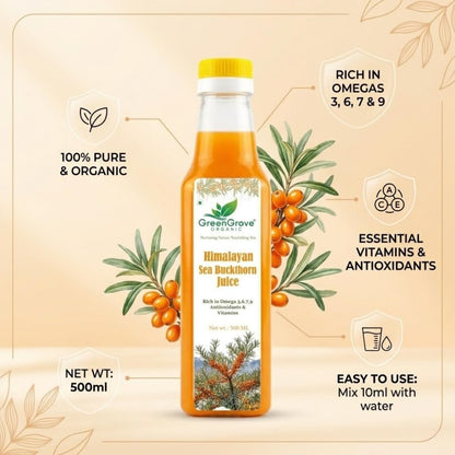 Himalayan Sea Buckthorn Juice Pack of 3 | 1.5 L (3 × 500 ML) | Wellness Saver