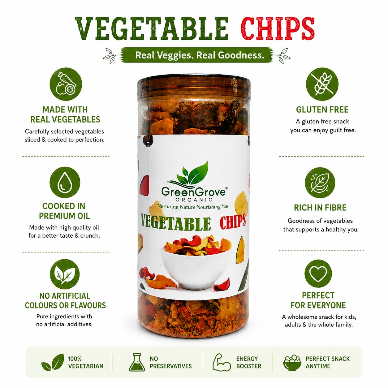 GreenGrove Organic Mix Vegetable Chips 250 g