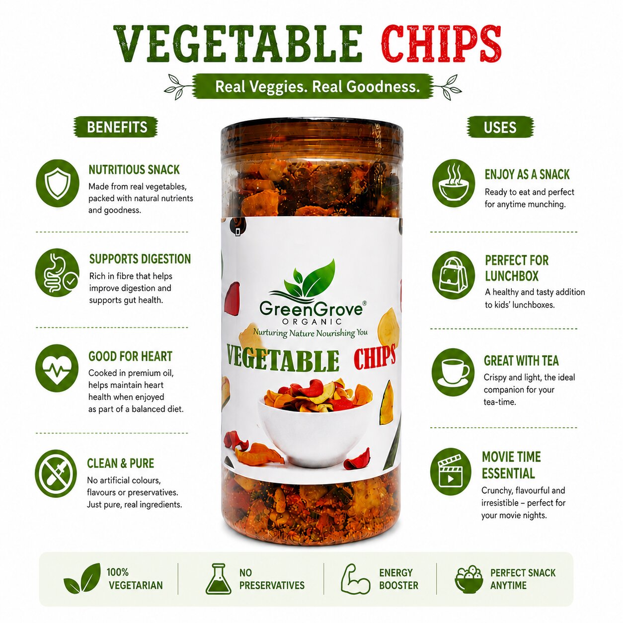 GreenGrove Organic Mix Vegetable Chips 250 g