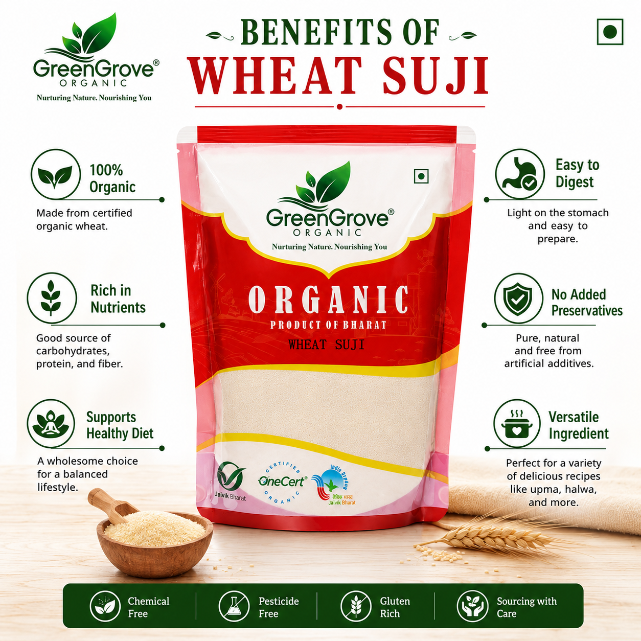 GreenGrove Organic Wheat Suji