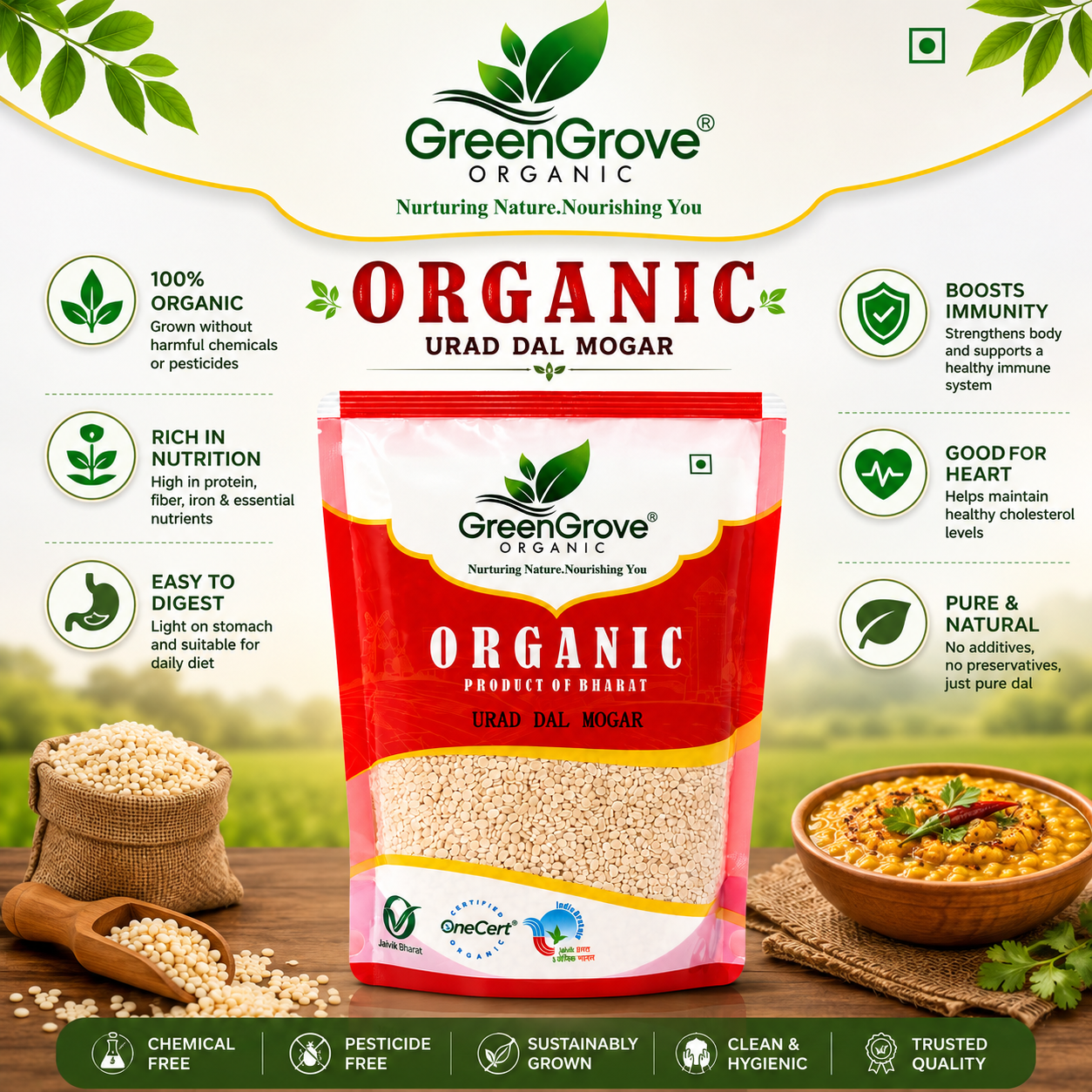 GreenGrove Organic Urad Dal Mogar