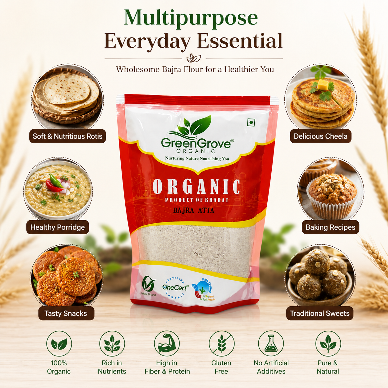 GreenGrove Organic Bajra Atta