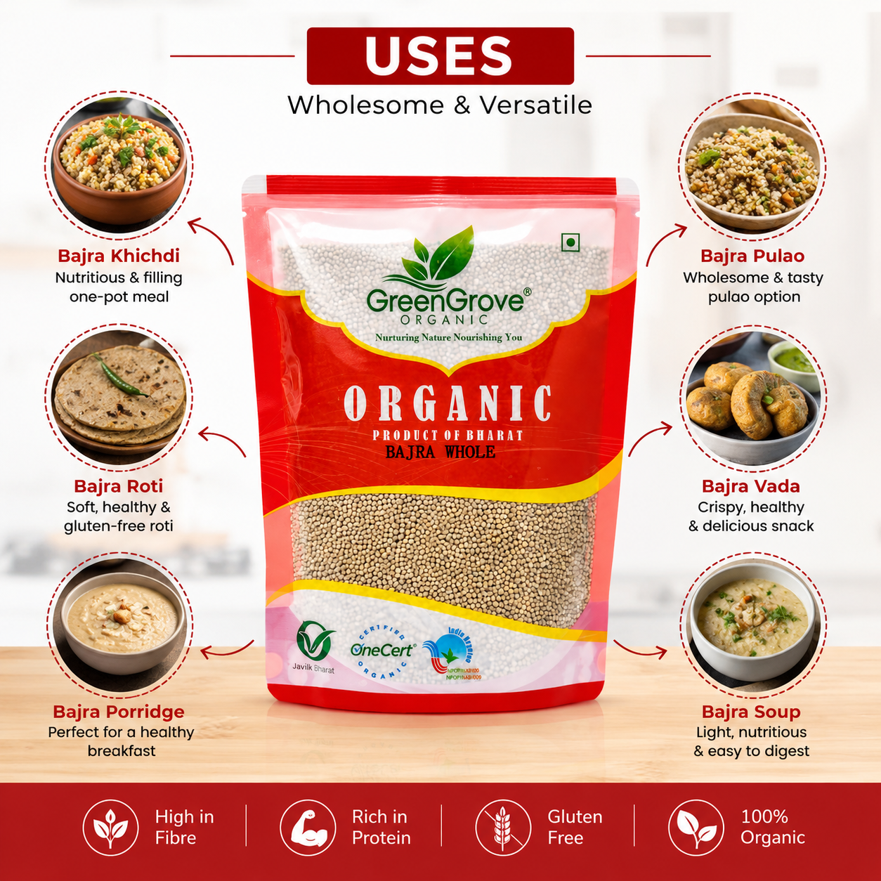 GreenGrove Organic Bajra Whole