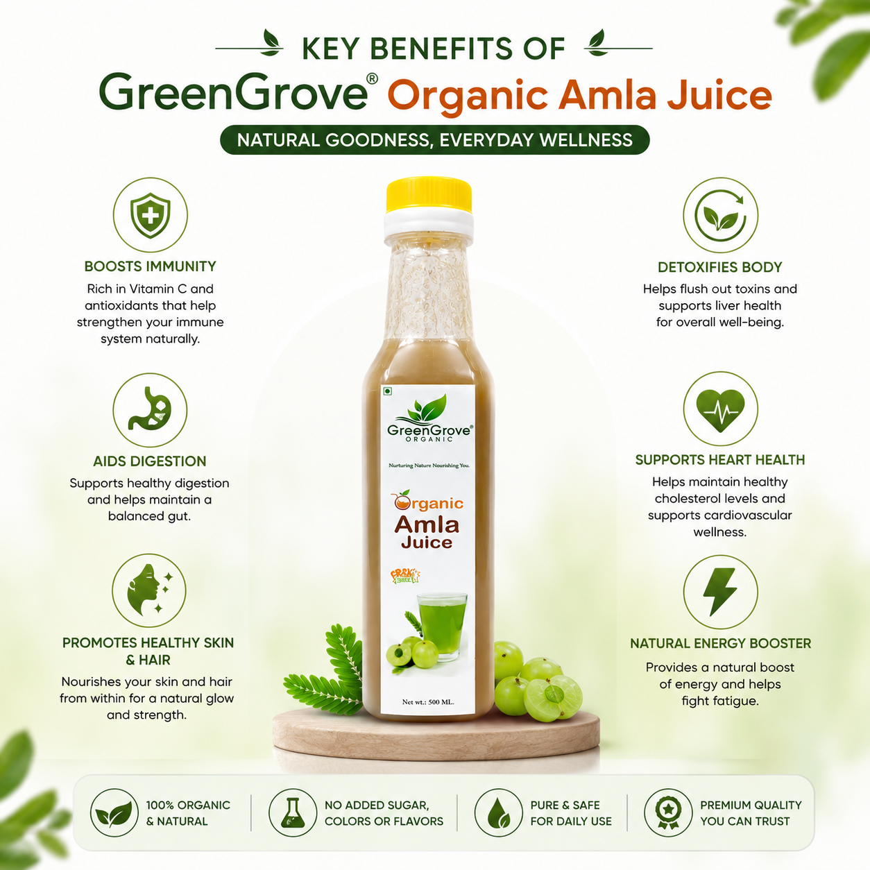GreenGrove Organic Amla Juice 500 ml