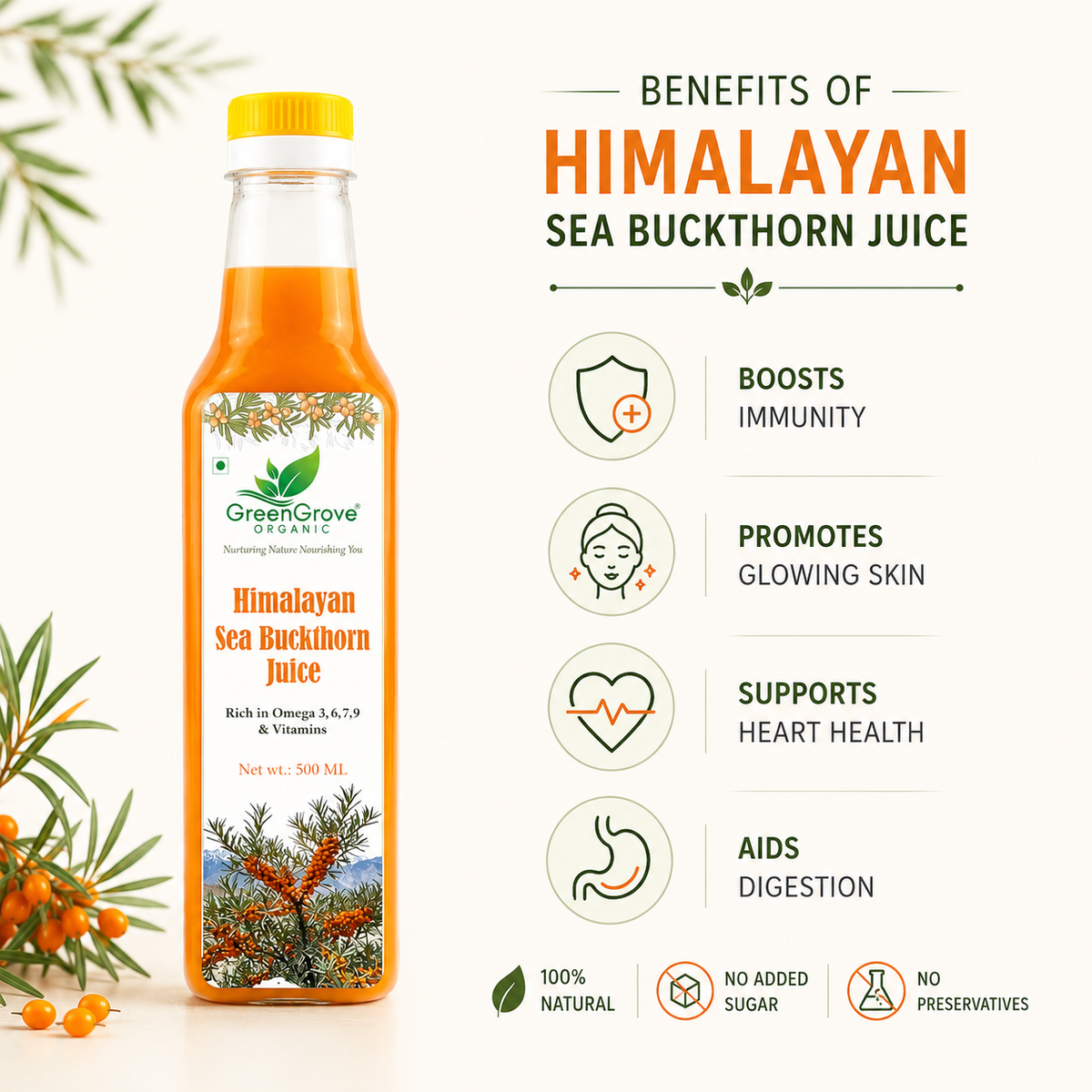 GreenGrove Organic Himalayan Sea Buckthorn Juice
