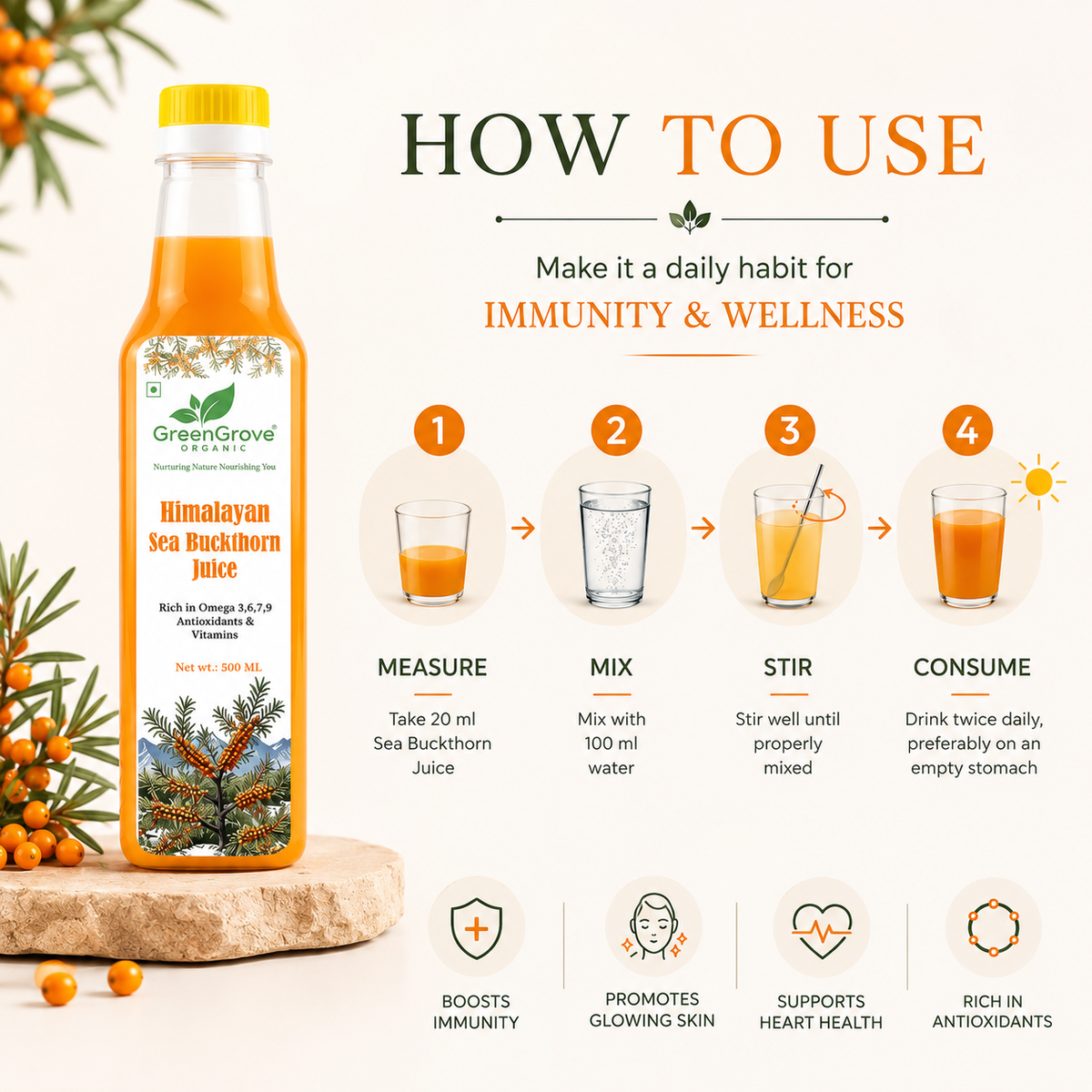 GreenGrove Organic Himalayan Sea Buckthorn Juice