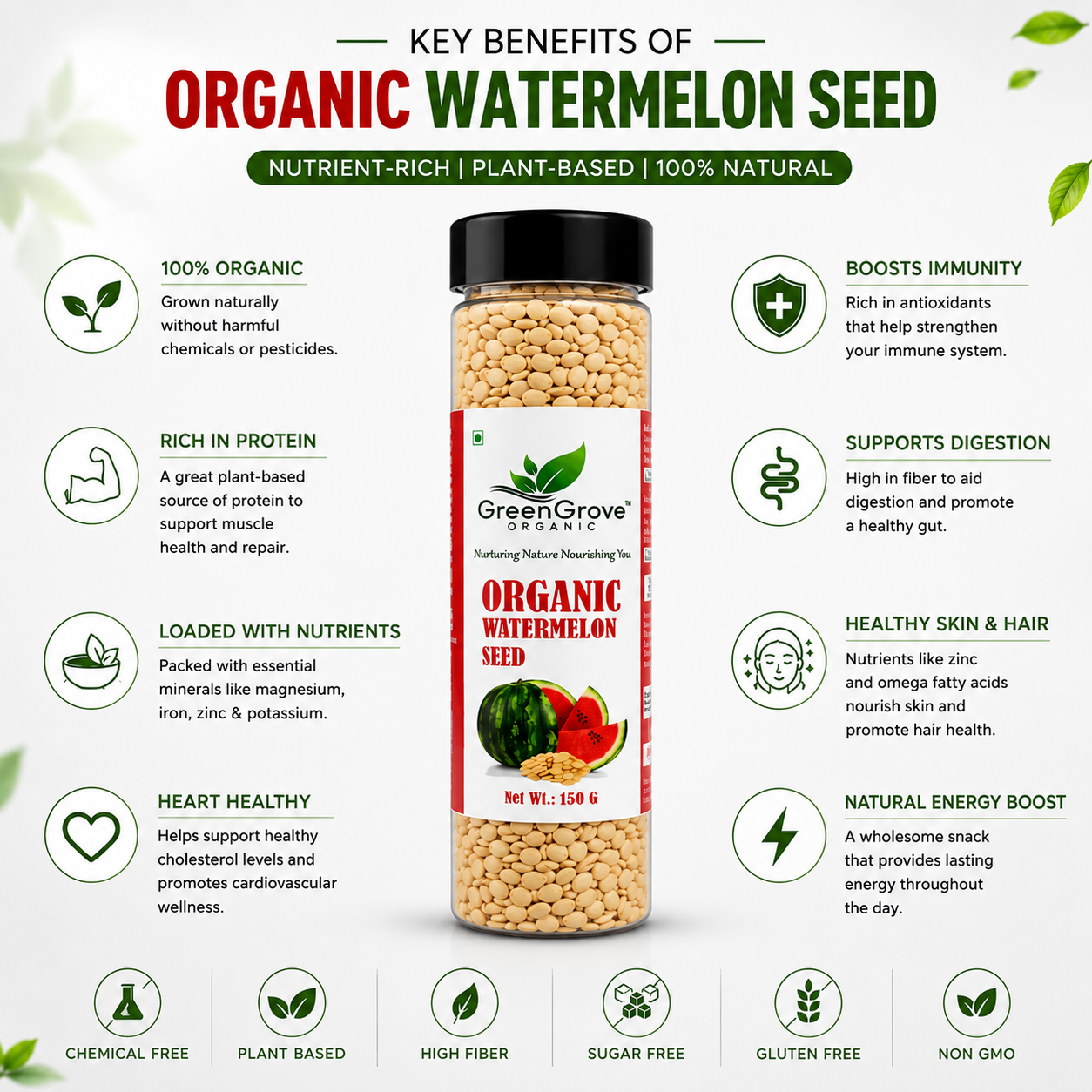 GreenGrove Organic Watermelon Seeds 150 g