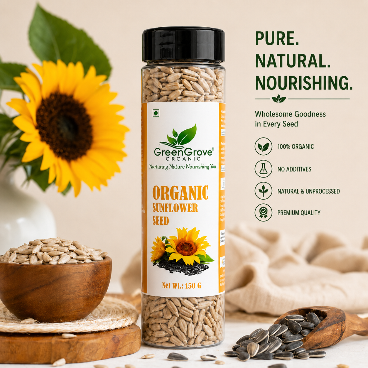 GreenGrove Organic Sunflower Seeds 150 g