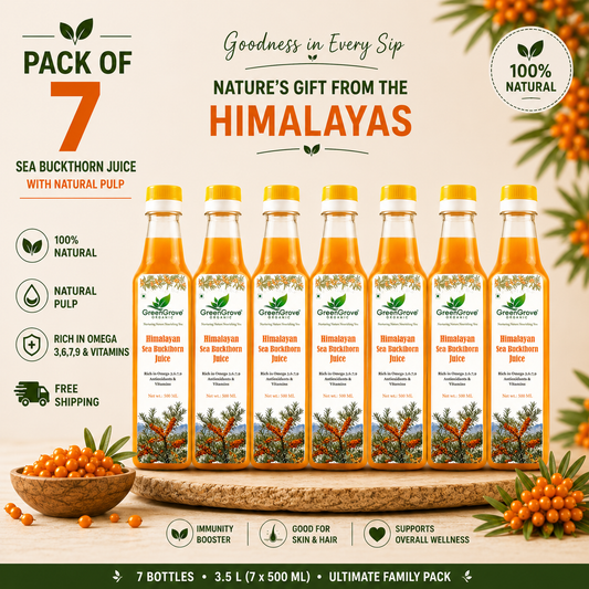Himalayan Sea Buckthorn Juice Pack of 7 | 3.5 L (7 × 500 ML) | Bulk Wellness Pack